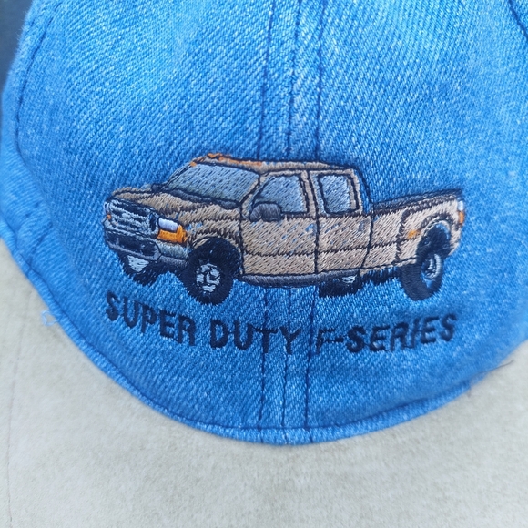 Vintage FORD Super Duty Embroidery Trucker Hat Cap Denim - Picture 2 of 5